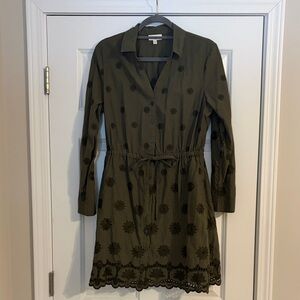 Maison Jules Dark Green Floral Dress